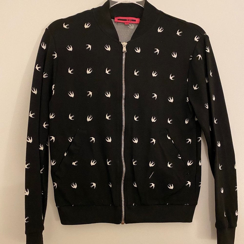 McQ Alexander McQueen Black Logo Zip Jacket Sz XS